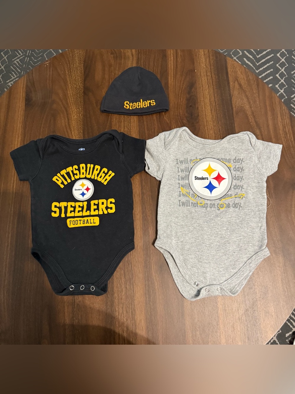 SOLD Baby boy Pittsburgh Steelers onesies and hat bundle